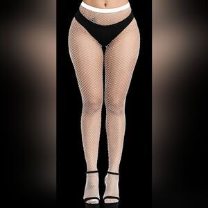 White SMALL Hole Fishnet Stockings